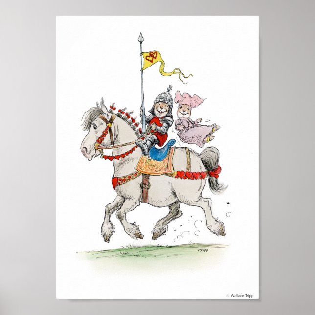 Knight- och Dam-kaniner på Horseback Print Poster (Framsidan)