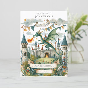 Knight och Dragon Royal Medieval Boy Birthday Inbjudningar
