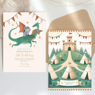 Knight och Dragon Royal Medieval Boy Birthday Inbjudningar