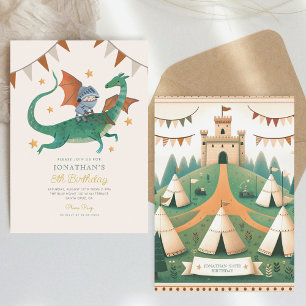 Knight och Dragon Royal Medieval Boy Birthday Inbjudningar