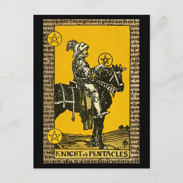 Knight of Pentacles Tarot Vykort (Framsida)
