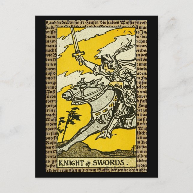 Knight of Swords Tarot Vykort (Framsida)