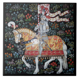 Knight on Horseback Montacute Tapestry Tile Trivet Kakelplatta