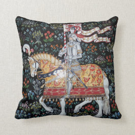 Knight on Horseback Pillow Tile Montacute Tapestry Kudde