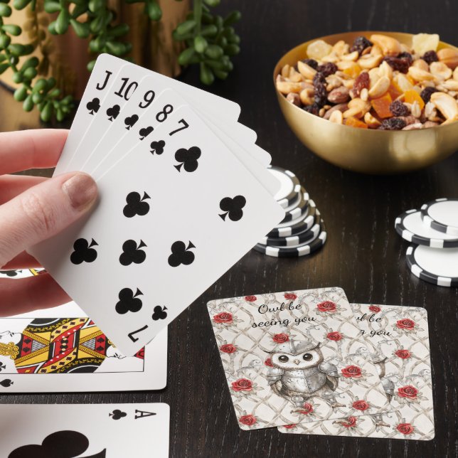 Knight Owl i skinande rustning röda rosor ser dig Casinokort (På plats)