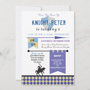 Knight Princess Knight Födelsedagsfest Inbjudan