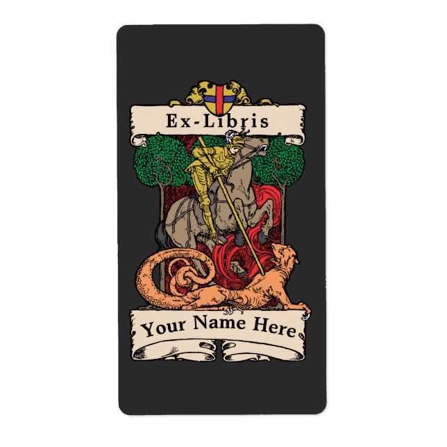 Knight Saming Dragon Ex-Libris Template Fraktsedel (Framsidan)