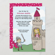 Knight Saves Prinsessans inbjudningar: Brunette/Bl