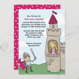 Knight Saves Prinsessans inbjudningar: Brunette/Bl Inbjudningar