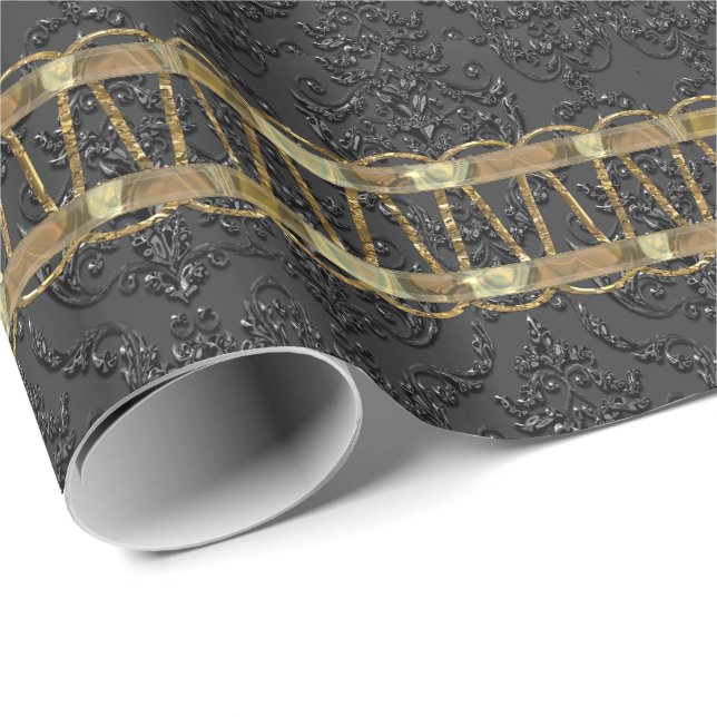 Knight Scallop Damask Elegant Presentpapper (Rullad Hörn)