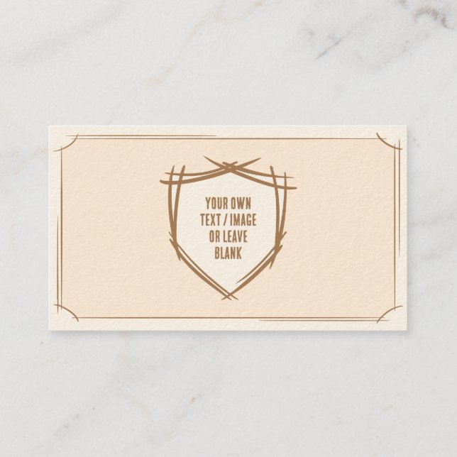 Knight sköld. Jacka av arm. Säkerhetsbricka. Visitkort (Baksida)