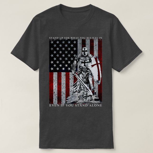 Knight Templar American Flagga Crusader T Shirt (Design framsida)