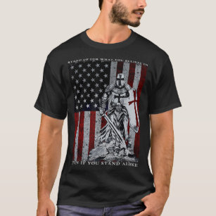 Knight Templar American Flagga Crusader T Shirt