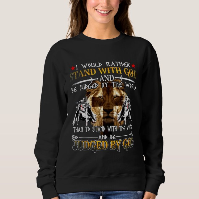 Knight Templar Christian Stand With God Judged By  T Shirt (Framsida)