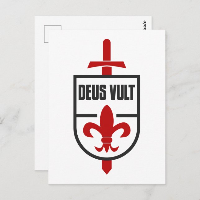 Knight Templar Crusader DEUS VULT God Wills it Vykort (Fram/baksida)