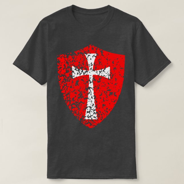 Knight Templar Crusader Distress Red Kor T Shirt (Design framsida)