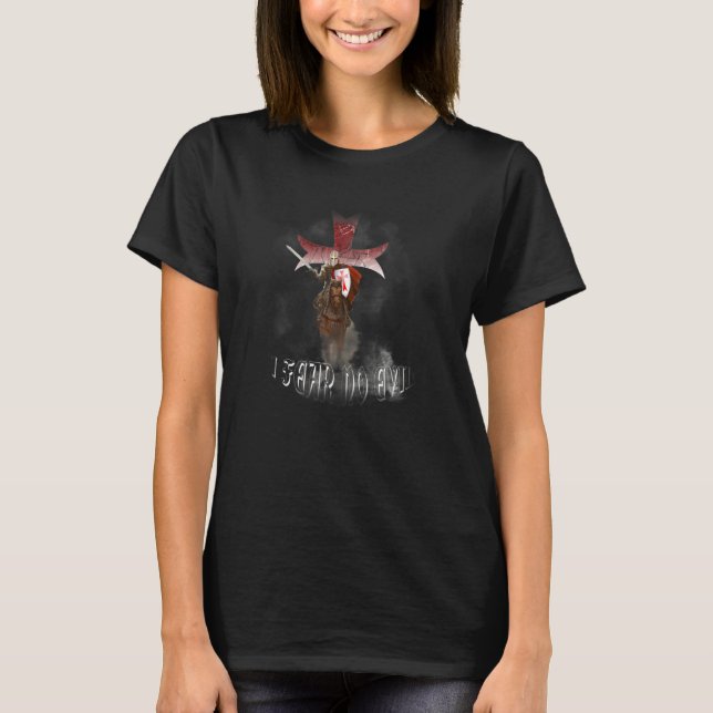 Knight Templar Crusader Kor Ring order jag fruktar T Shirt (Framsida)