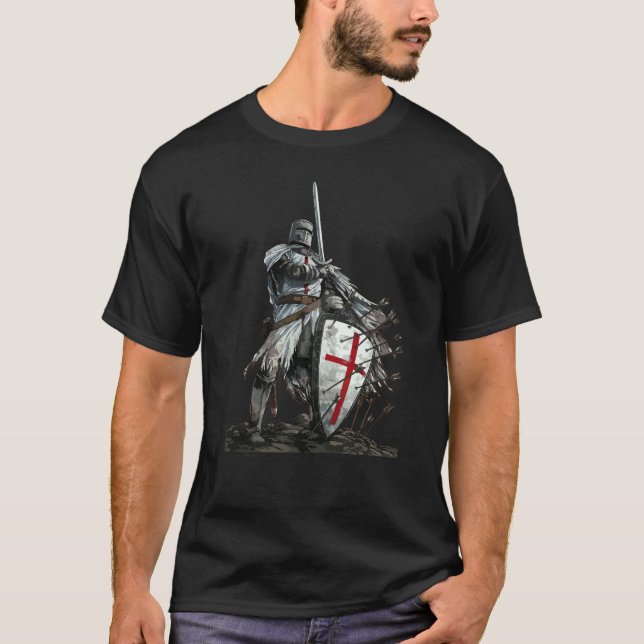 Knight Templar Crusader Warrior T-shirt (Framsida)