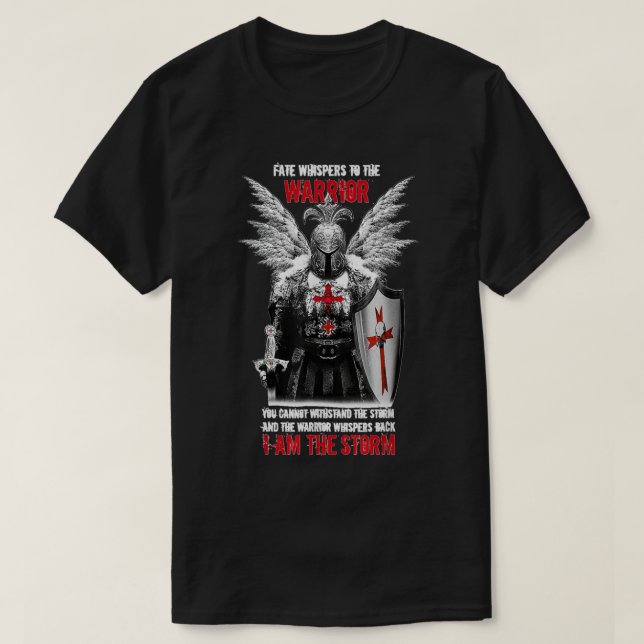 Knight Templar Fate Whispers to Warrior Kristus T Shirt (Design framsida)