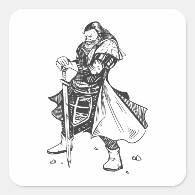 Knight templar fyrkantigt klistermärke (Framsida)