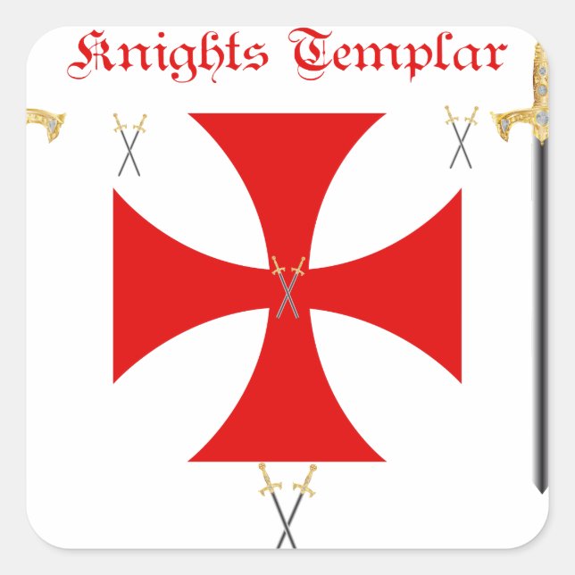 Knight Templar Fyrkantigt Klistermärke (Framsida)