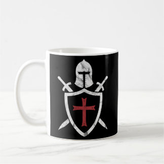 Knight Templar Helmet Kor och Sword Medieval Cr Kaffemugg