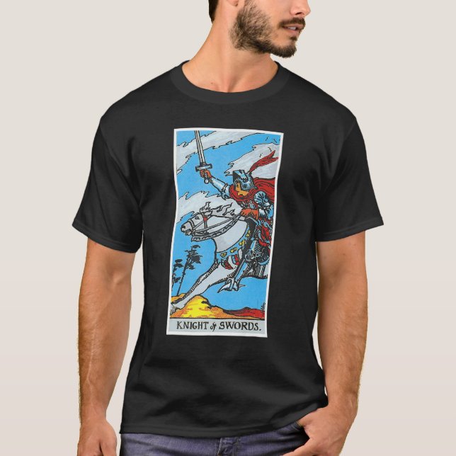 Knight Templar Knight Of Swords Occult Tarot Card  T Shirt (Framsida)
