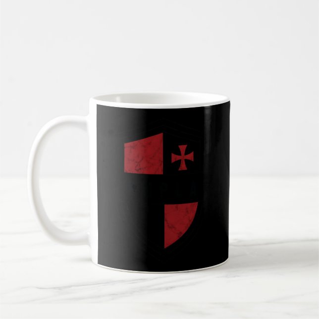 Knight Templar Kor och Shield Medieval Crusader Kaffemugg (Vänster)