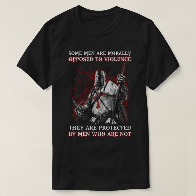 Knight Templar Manar motsatte sig våld. T Shirt (Design framsida)