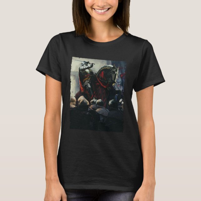 Knight Templar Medieval Horseman Knights T Shirt (Framsida)