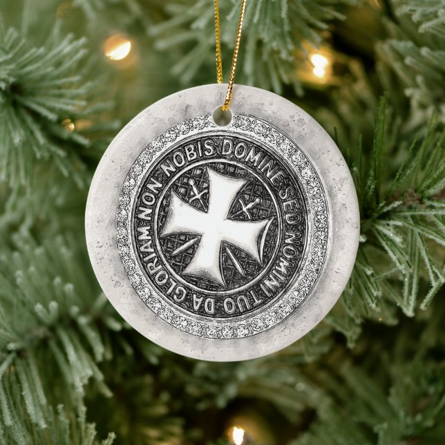 Knight Templar Medieval Kor Seal Anpassad design Julgransprydnad Keramik (Träd)