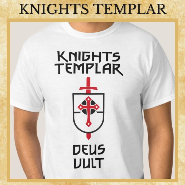 Knight Templar Medieval Stil DEUS VULT Artwork T Shirt (Skapare uppladdad)