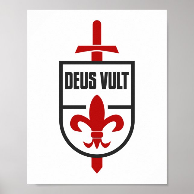 Knight Templar MOTTO DEUS VULT Poster (Framsidan)