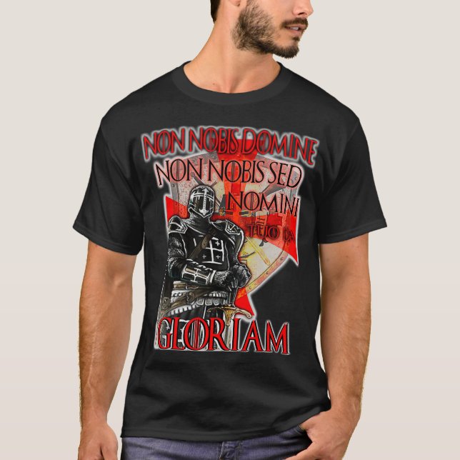Knight Templar Non Nobis Gloriam Crusader Kor h T Shirt (Framsida)