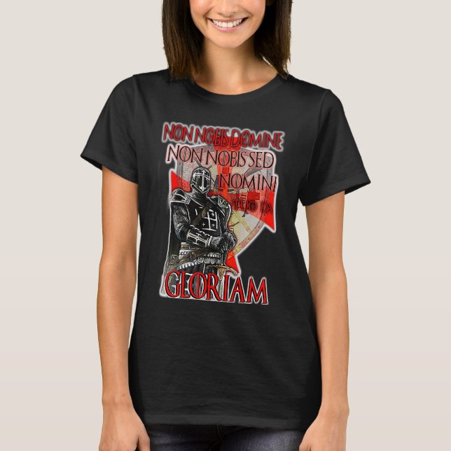 Knight Templar Non Nobis Gloriam Crusader Kor W T Shirt (Framsida)