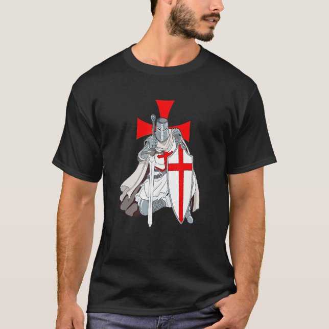 Knight Templar Shield Knight Templar T Shirt (Framsida)