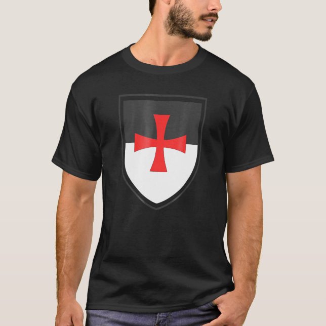Knight Templar Shield Kor Crusades Kristi Warri T Shirt (Framsida)