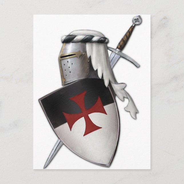 Knight Templar-sköld Vykort (Framsida)
