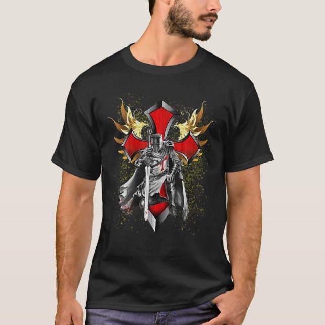 Knight Templar T Oath For God - Christian Shirt (Framsida)