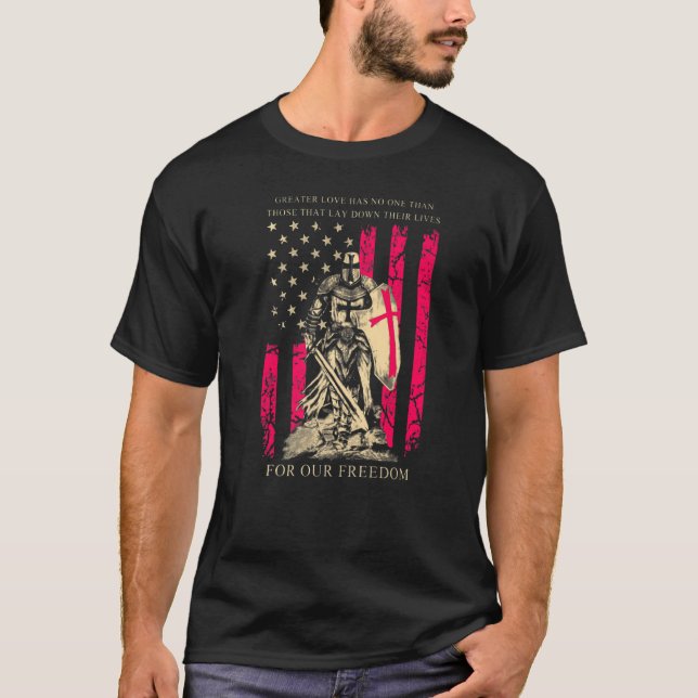 Knight Templar Warrior of God America Fla T Shirt (Framsida)