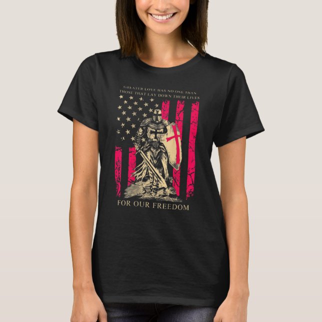 Knight Templar Warrior of God US Flagga Ret T Shirt (Framsida)