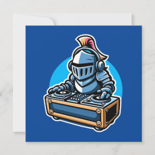 Knight Turntablist - Medieval DJ Tecknad Design Inbjudningar