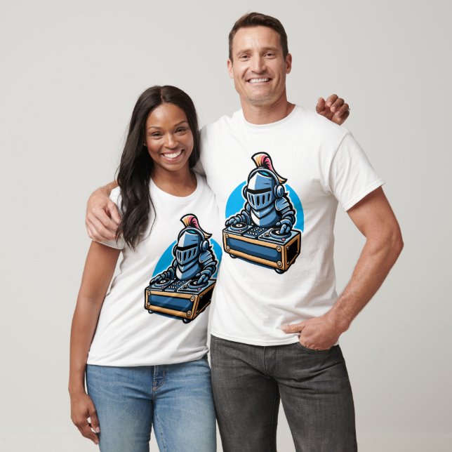 Knight Turntablist - Medieval DJ Tecknad Design T Shirt (Unisex)