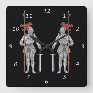 Knight Väntar på slaget i Armor Fyrkantig Klocka