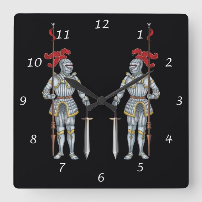 Knight Väntar på slaget i Armor Fyrkantig Klocka (Framsida)