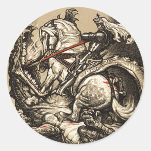 Knight vs. Dragon Runt Klistermärke