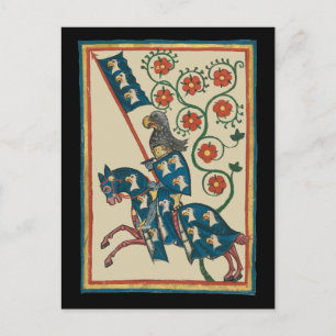 Knight with Eagle Heraldry, 1400 medeltida Vykort