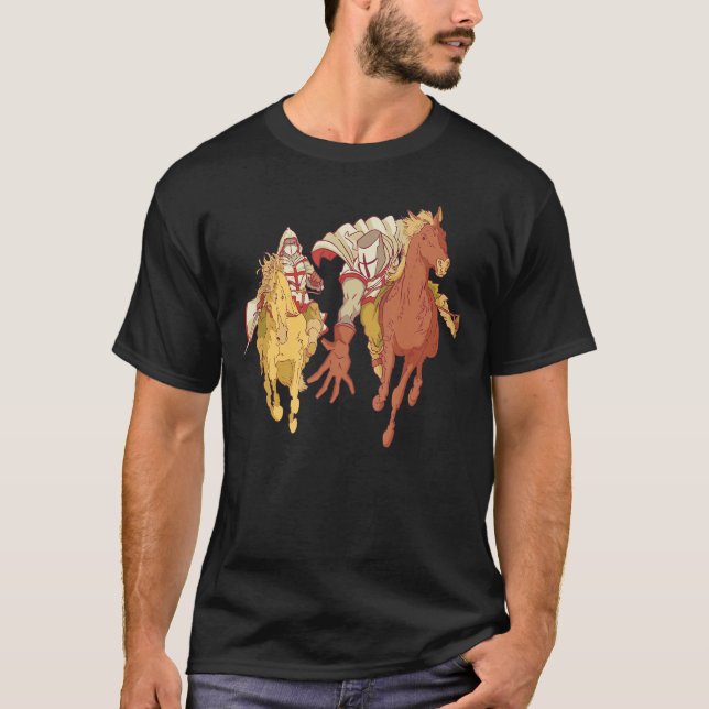 Knights and Horses - Medieval Crusader Renaissance T Shirt (Framsida)