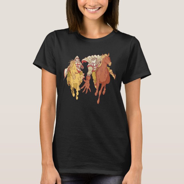 Knights and Horses - Medieval Crusader Renaissance T Shirt (Framsida)
