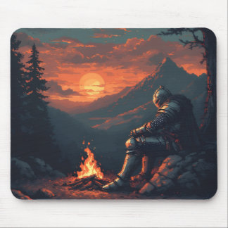 Knight's Rest by the Fire - Epic Fantasy Mouse Pad Musmatta